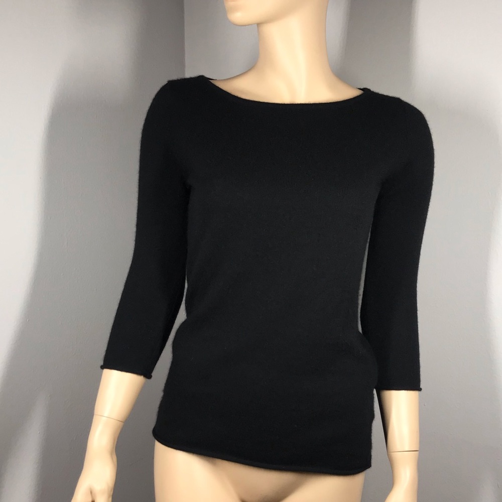 BLACK Neiman Marcus Cashmere Boat-Neck Sweater